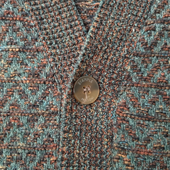Example By‎ Missoni Cardigan Mens Medium Brown Fair Isle Wool Chunky Vintage - Picture 7 of 13